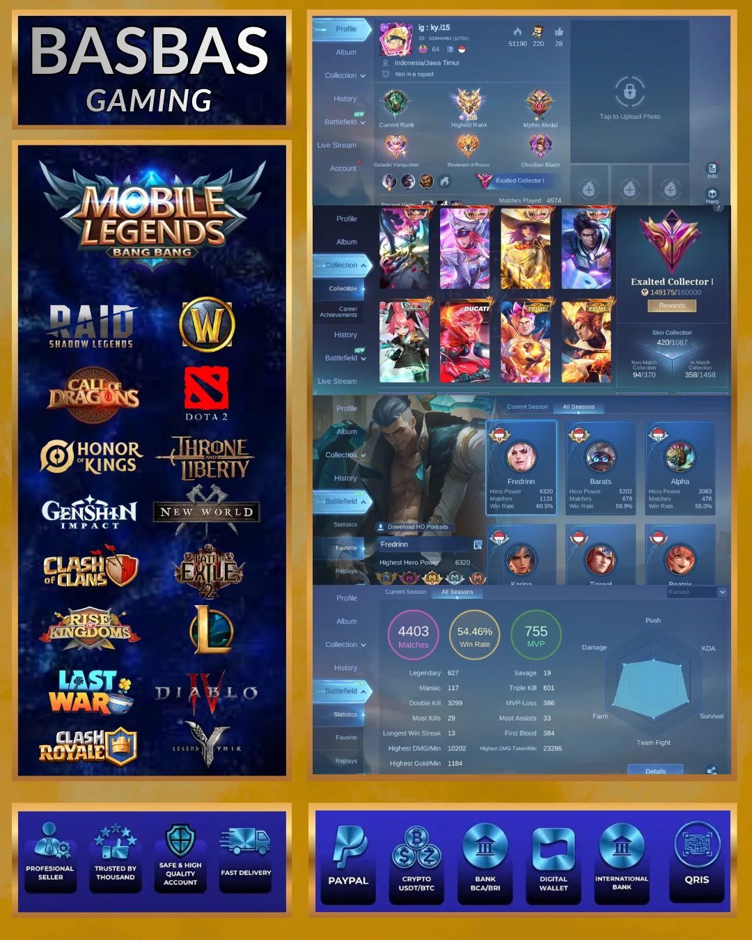 4 Legend | Exalted Collector I Mobile Legends account