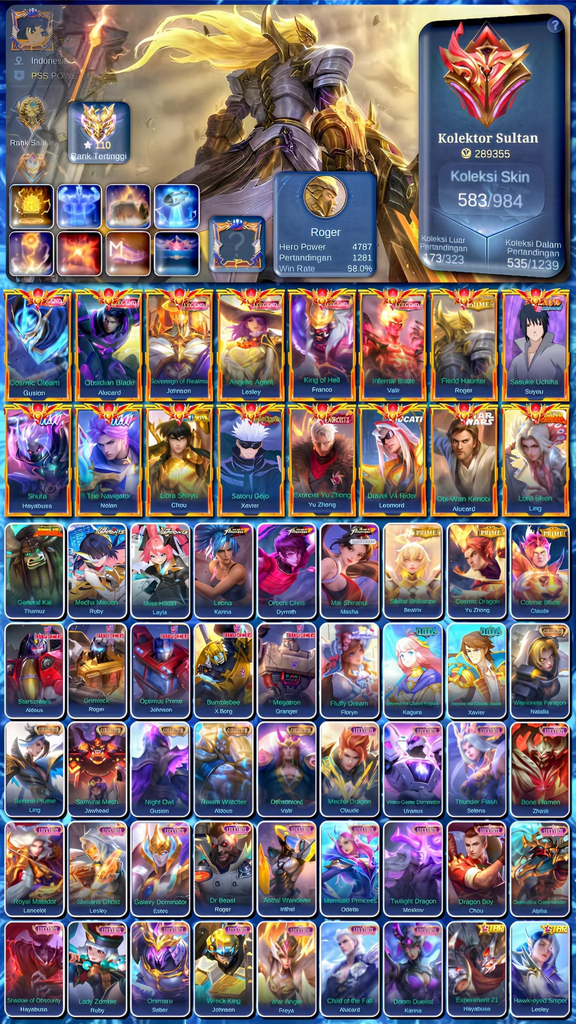 6 Legend | Sultan Collector Mobile Legends account