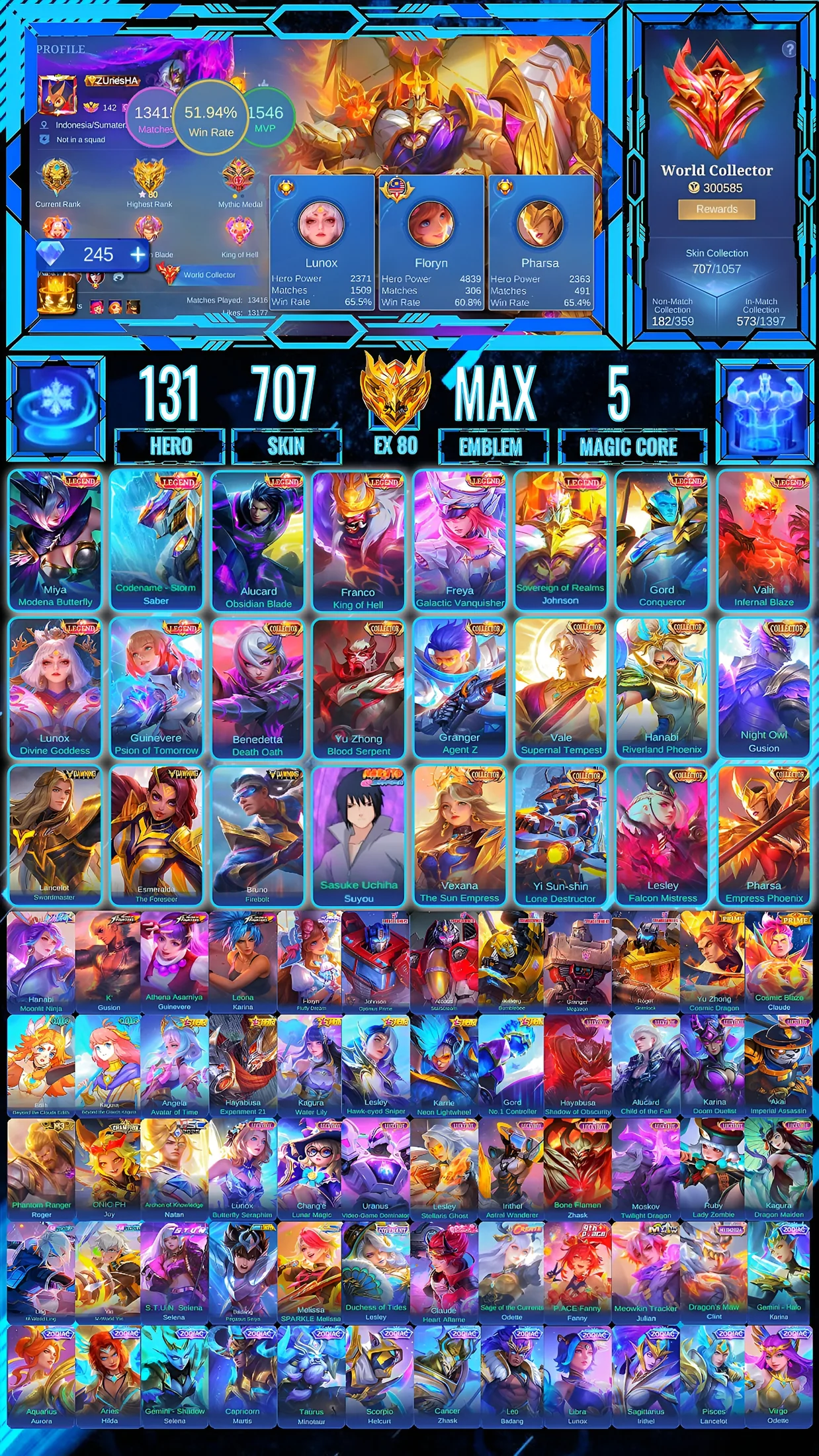 10 Legend | World Collector Mobile Legends account